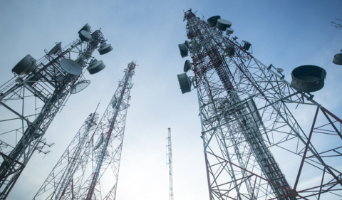 Image of radio masts from below