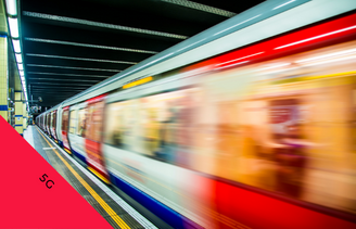 Blurred image of London tube train 